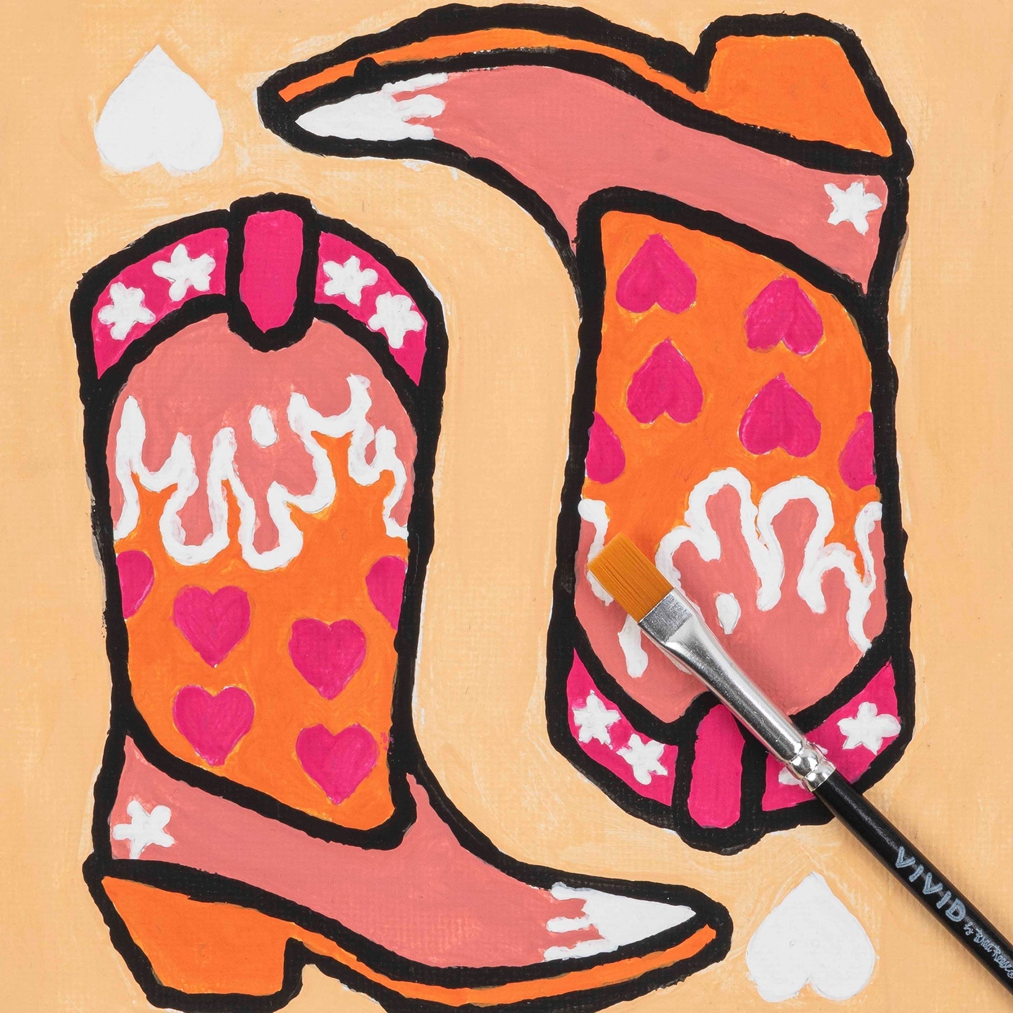 Mini Paint By Number Cowgirl Boot 6-Inch Canvas Kit