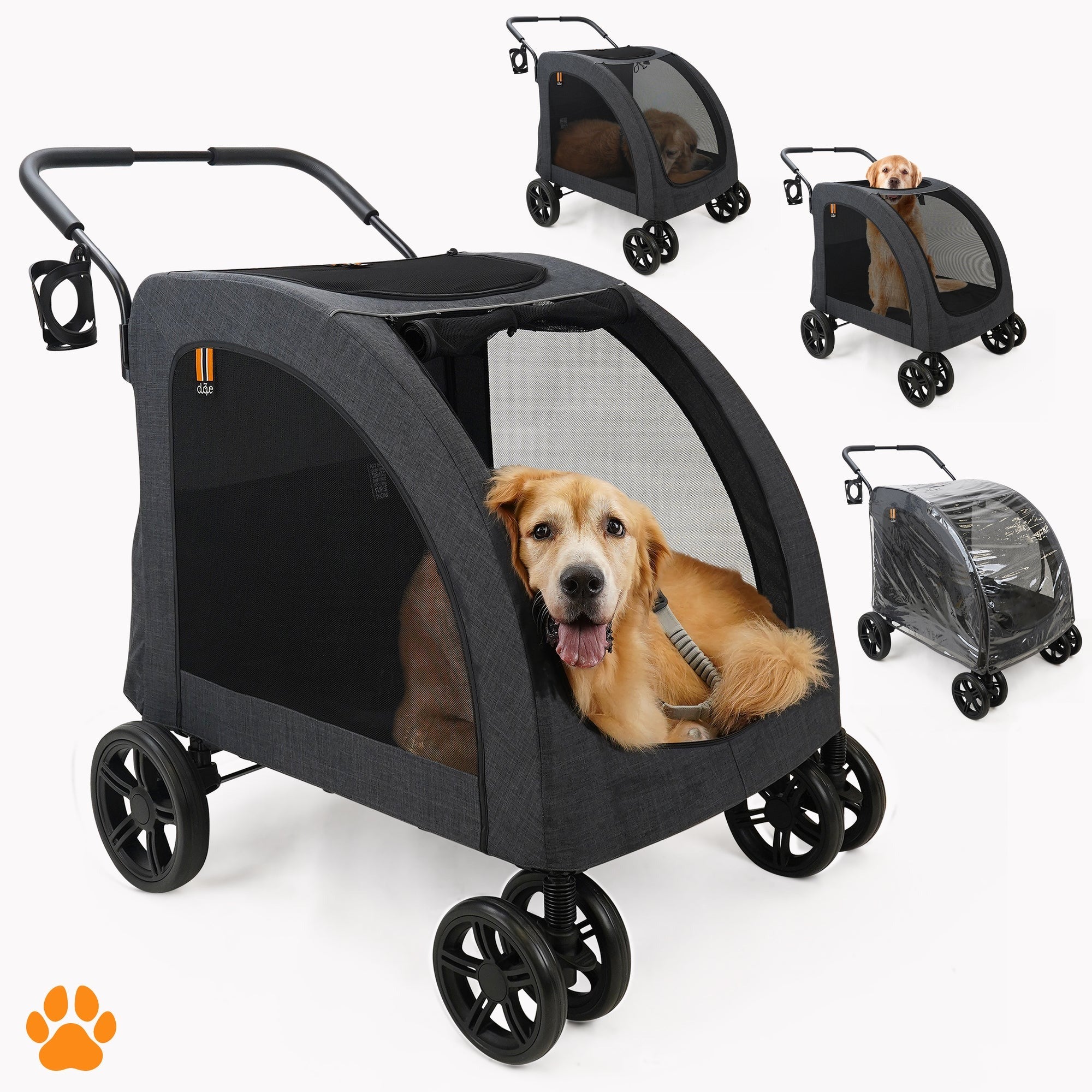 My Duque Chester Pet Stroller with Raincover - Large Dogs Up to 110 lbs
