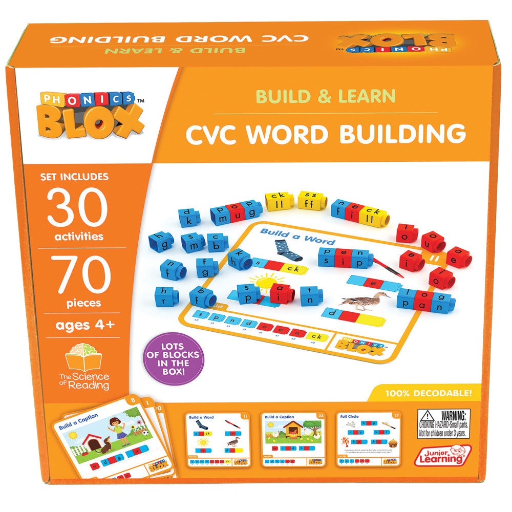 Junior Learning Rainbow Phonics Blox - CVC Word Building - Phase 2 for Kids 4+