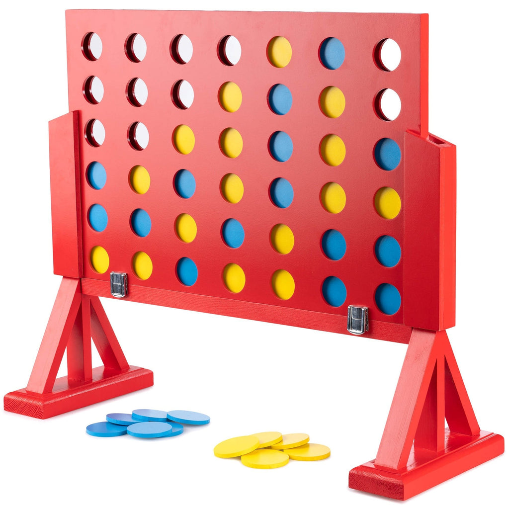 Grasshopper Games Giant 4-In-A-Row Wood Game with Travel Bag for Indoor/Outdoor Fun