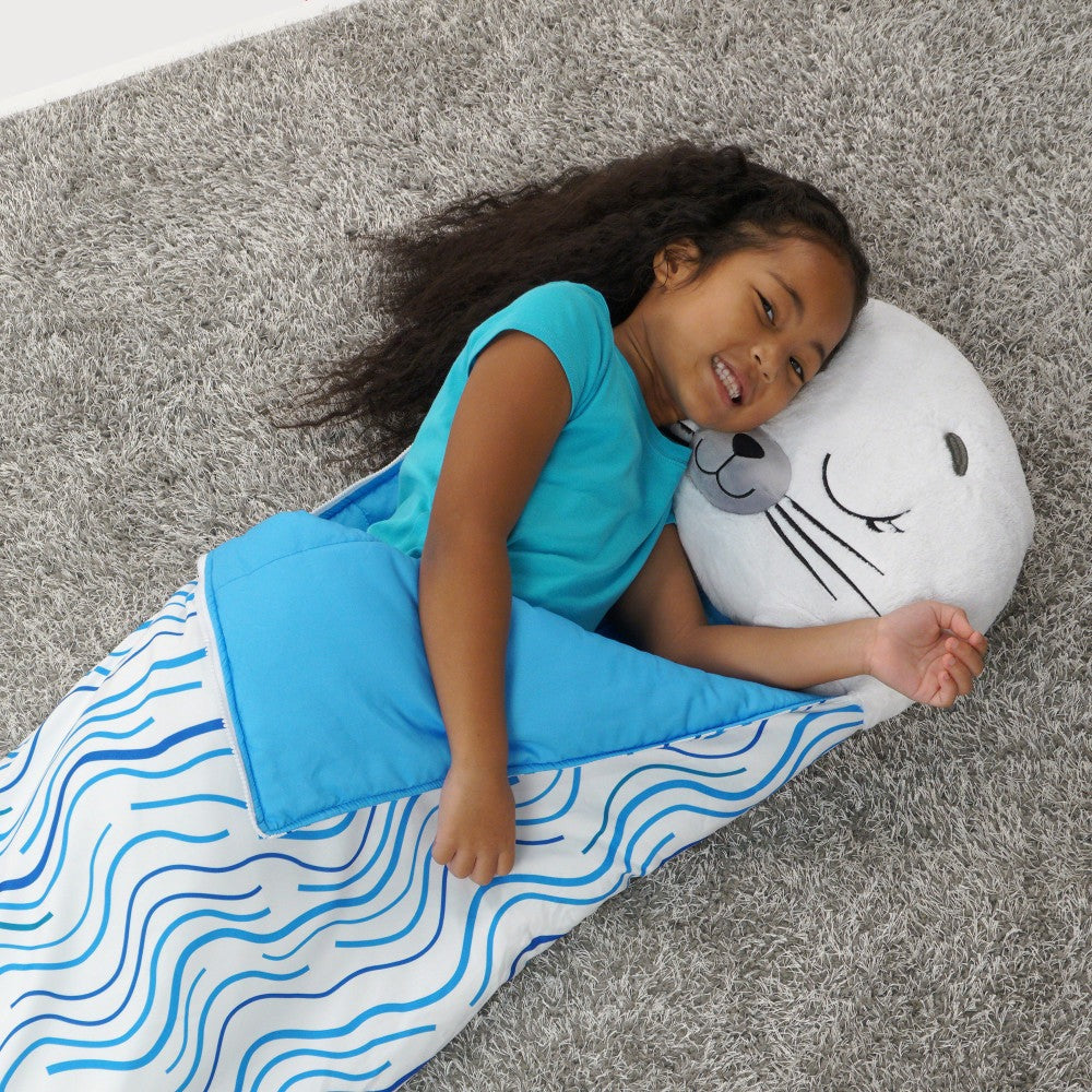 Happy Nappers Sammy The Seal 54 inch Pillow to Sleepy Sack - Medium
