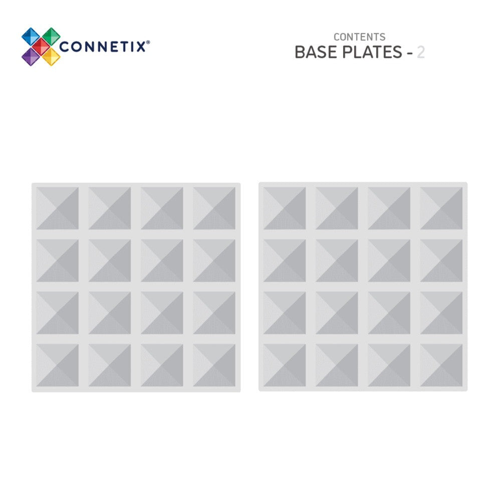 Connetix Magnetic Tiles 2-Piece Clear Base Plate Pack for Creative Building