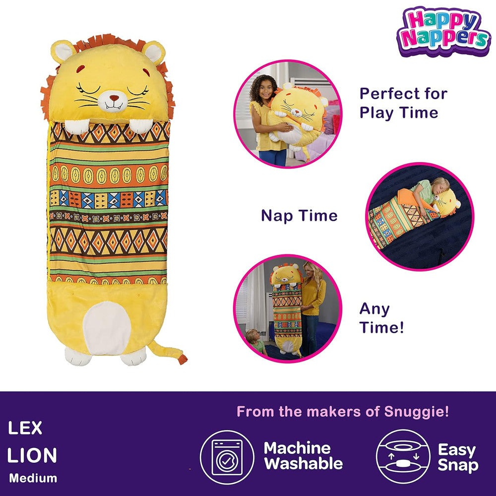 Happy Nappers Lion Lex 54 inch Plush Pillow & Sleepy Sack - Kids 3+