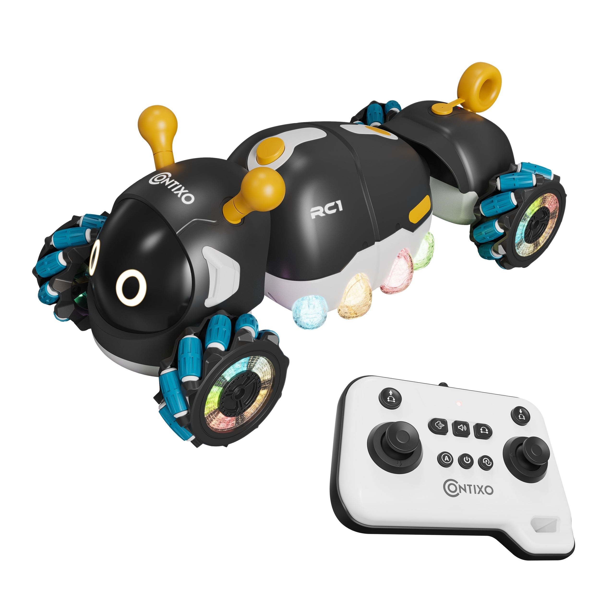Contixo RC1 Mech Stunt RC Caterpillar Car with 2.4GHz Remote, 360° Spins, LED, Mist Spray, All-Terrain