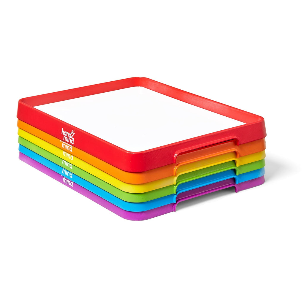 Hand2Mind Colorful Magnetic Dry-Erase Activity Trays - Rainbow Set of 6