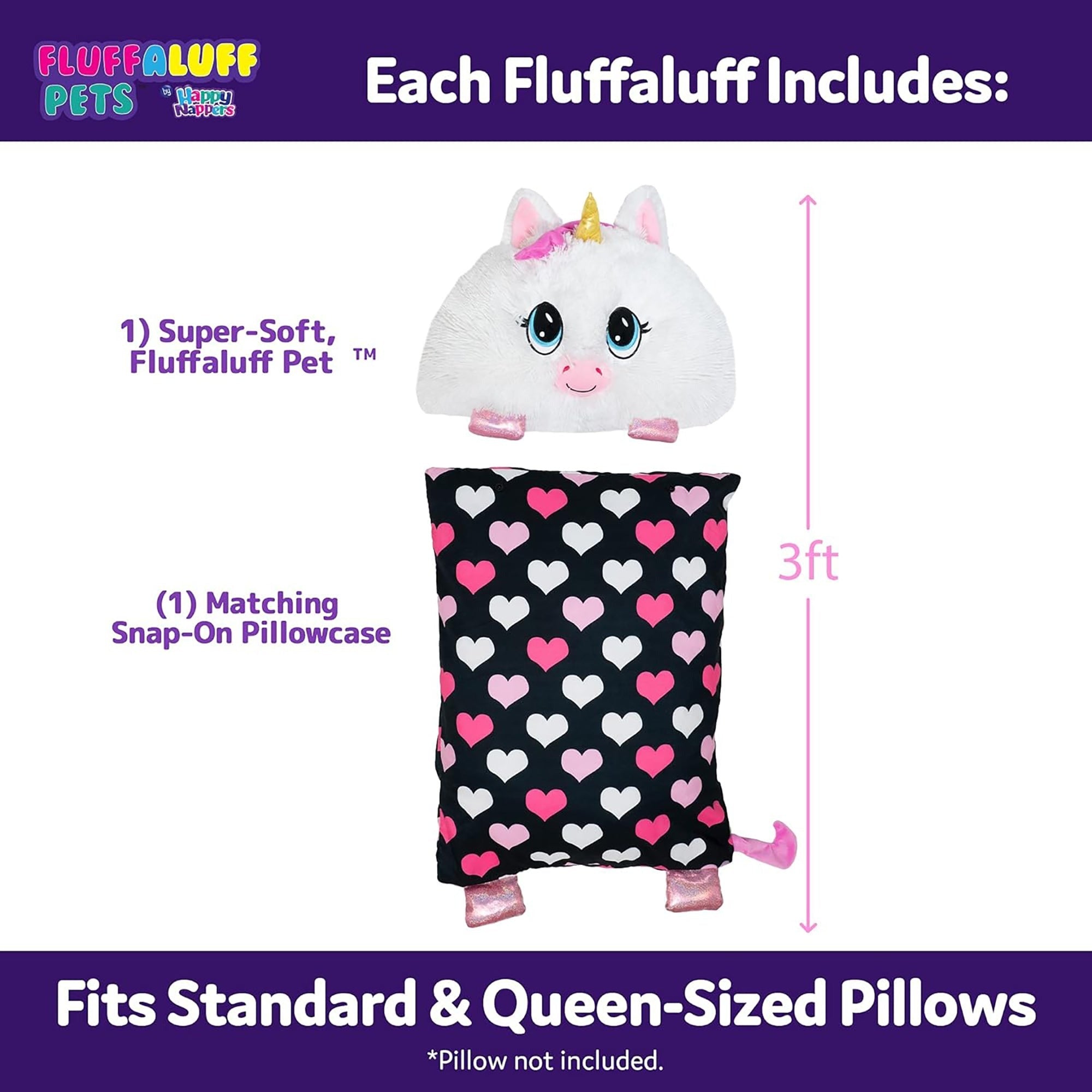 Happy Nappers Arianna Unicorn 36 inch 2-in-1 Play and Sleep Pillow