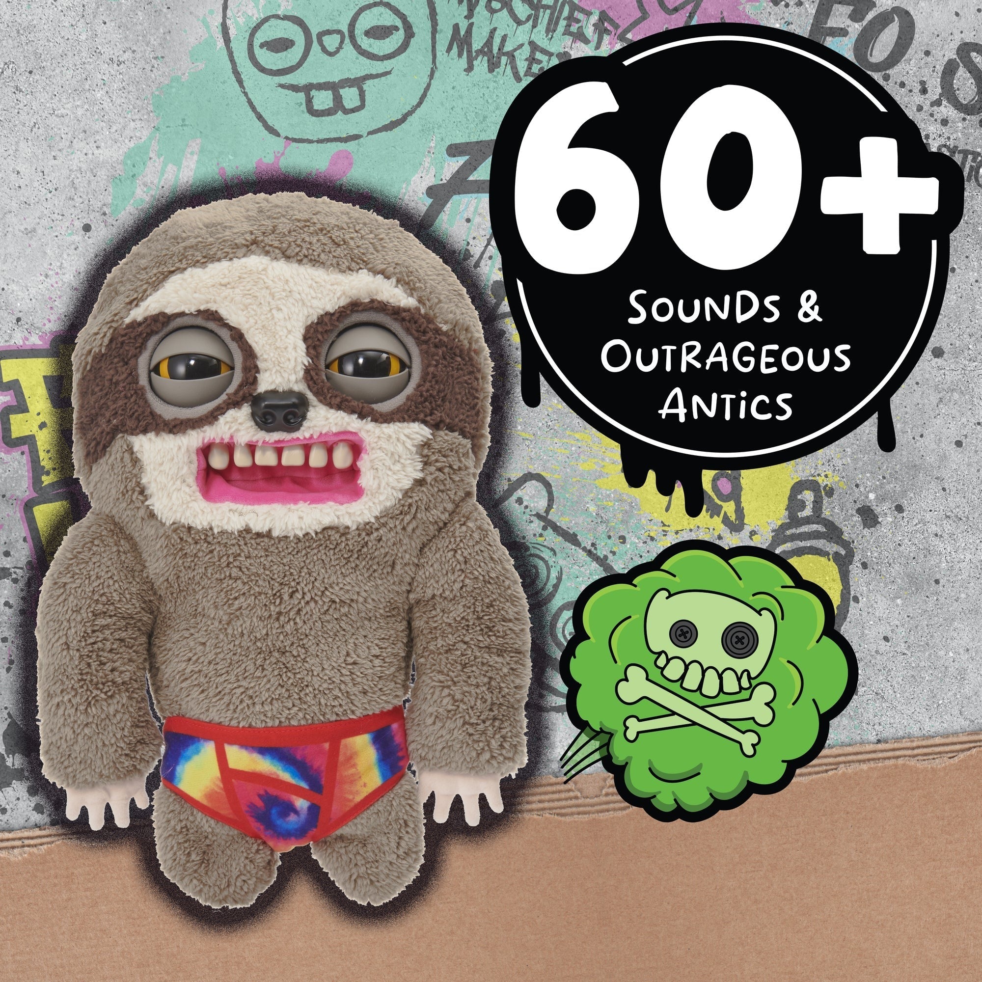 Fuggler Sickening Sloth Puppetronic Interactive Plush Toy, 12-Inch