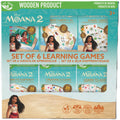 Disney Moana 2 Bilingual Learning Games 6-In-1 Wooden Flash Cards Set