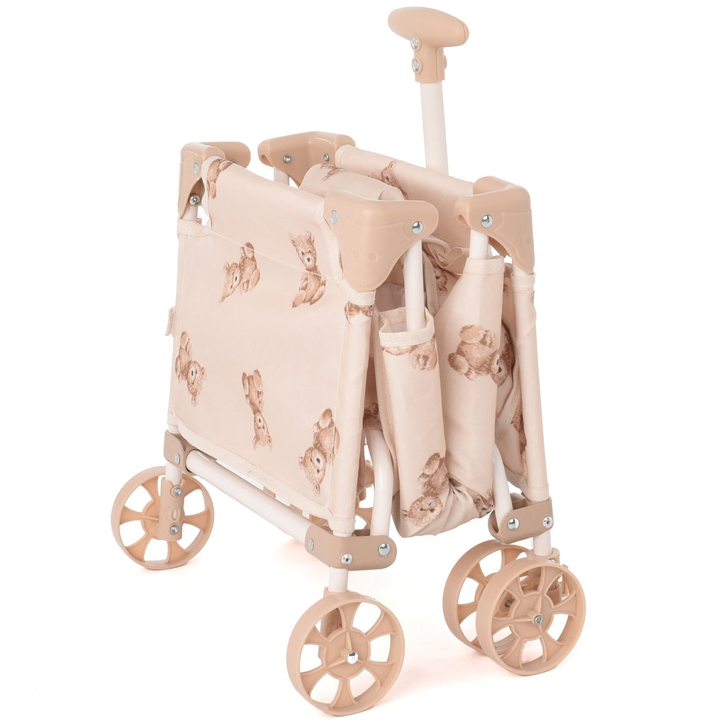 Roma Teddy Toy Wagon Foldable Storage Cart With Teddy Bear Print