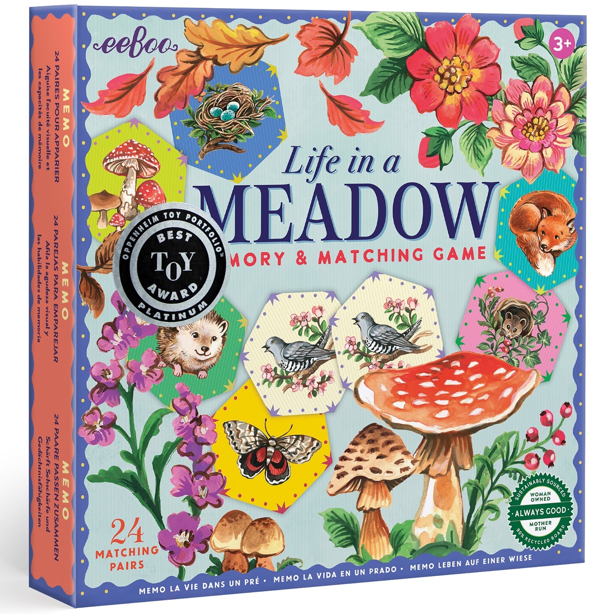 eeBoo Life In A Meadow Memory & Matching Game With 24 Hexagonal Tiles