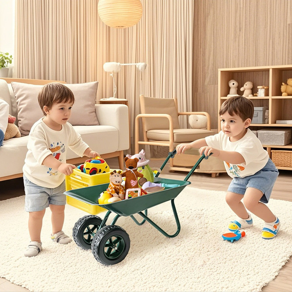 Trimate Metal Wheelbarrow - Hunter Green, Outdoor-Indoor Kids Play Toy