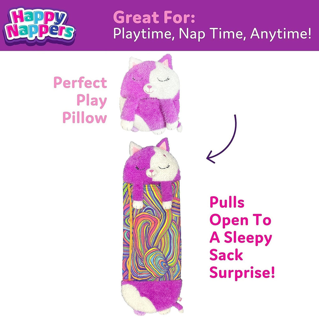 Happy Nappers Purple & White Cat Pillow & Sleepy Sack - 54x20-Inch