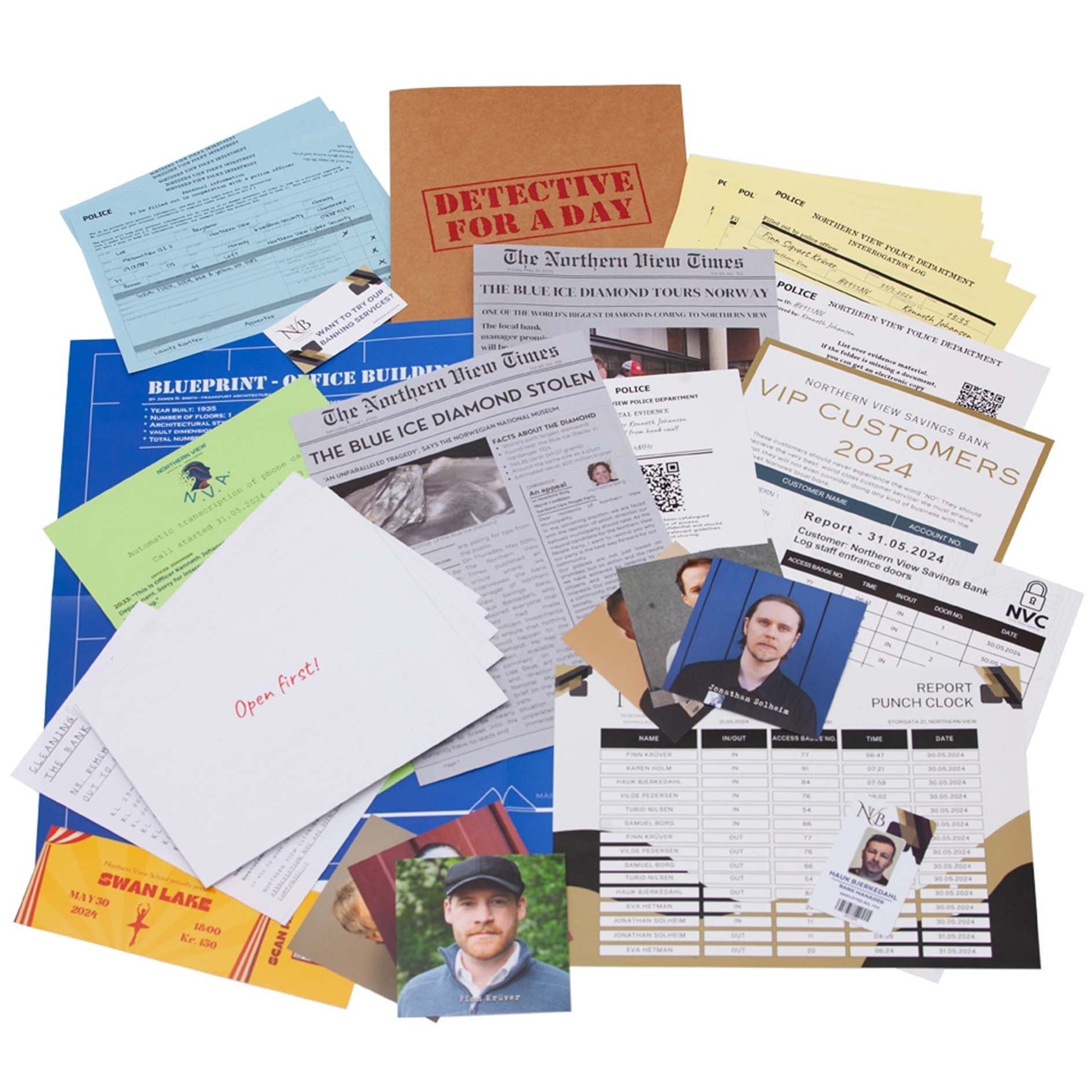 Detective For A Day: The Bank Robbery Interactive Investigation Party Game