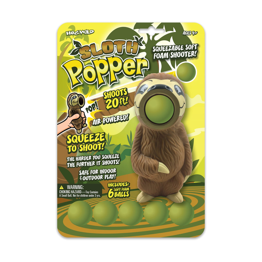 Sloth Popper Air-Powered Foam Ball Launcher With 6 Soft Foam Balls