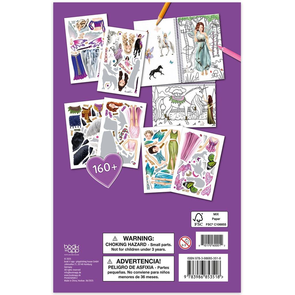 Book 'N' App Elves Color & Sticker Fun Book with 160+ Reusable Stickers, 3D Cover