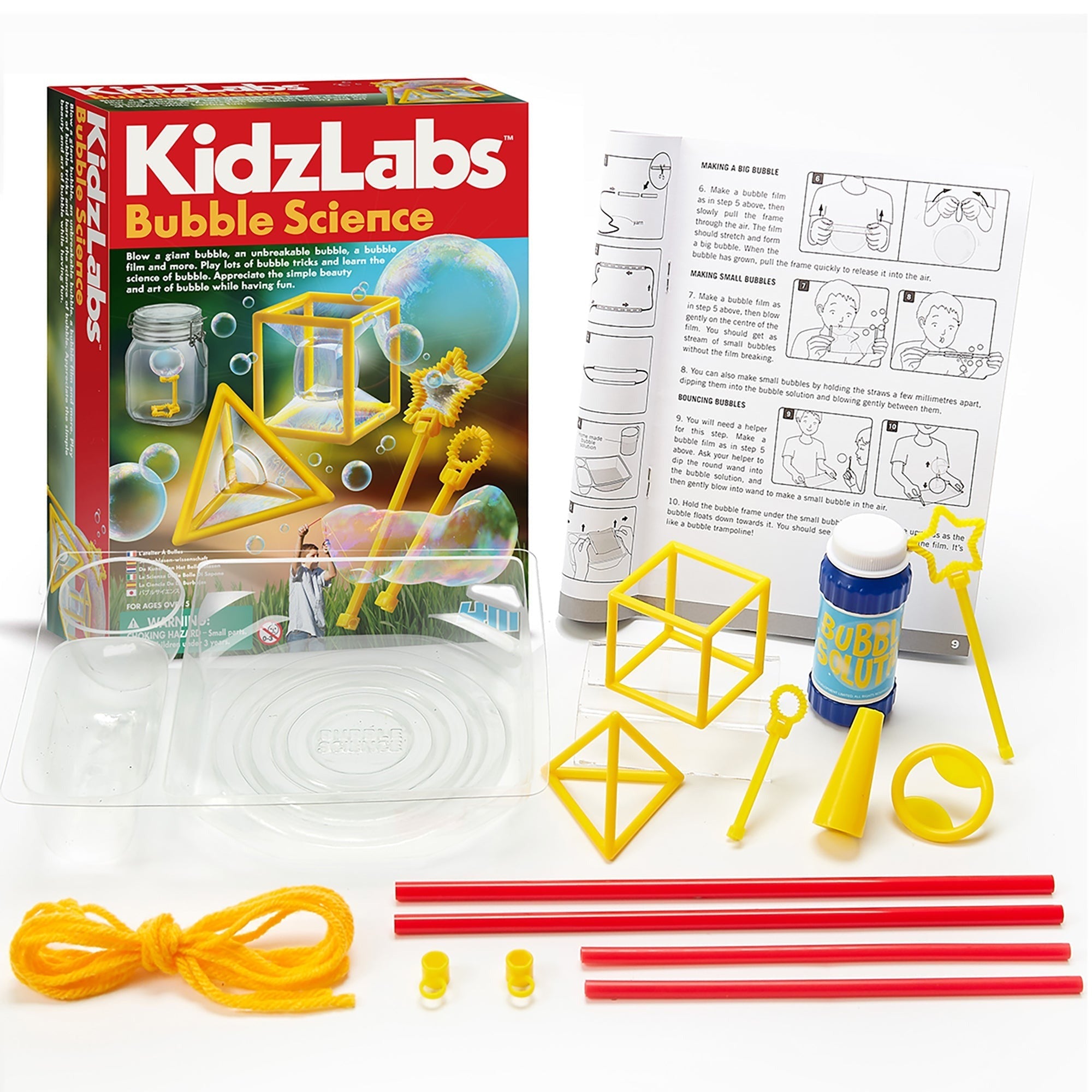 KidzLabs Bubble Science Experiment Kit With Giant Bubble Tools