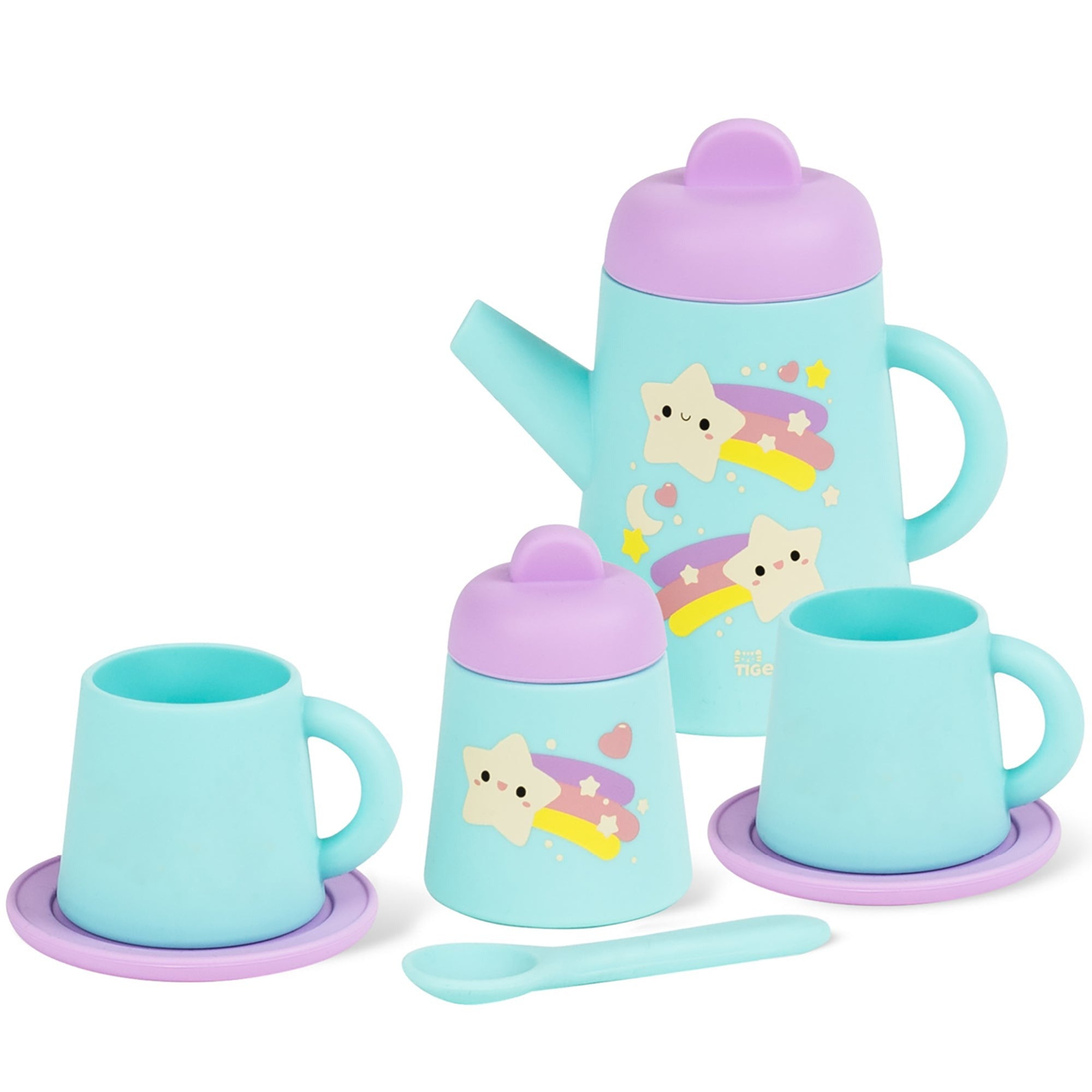 Tiger Tribe Silicone Tea Set 9-Piece Starlight Party Pretend Playset