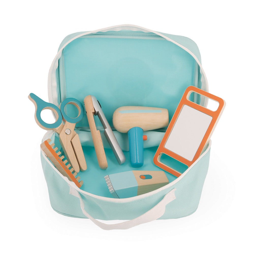Janod 6-Piece Hairdresser Play Set – Vibrant Blue/Orange