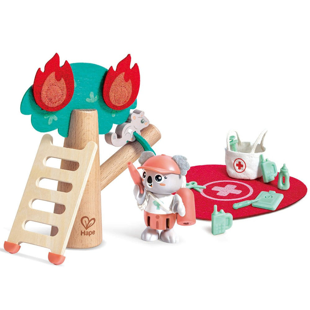 Hape Forest Fire Rescue Adventure Playset - 17pc Wooden Toy