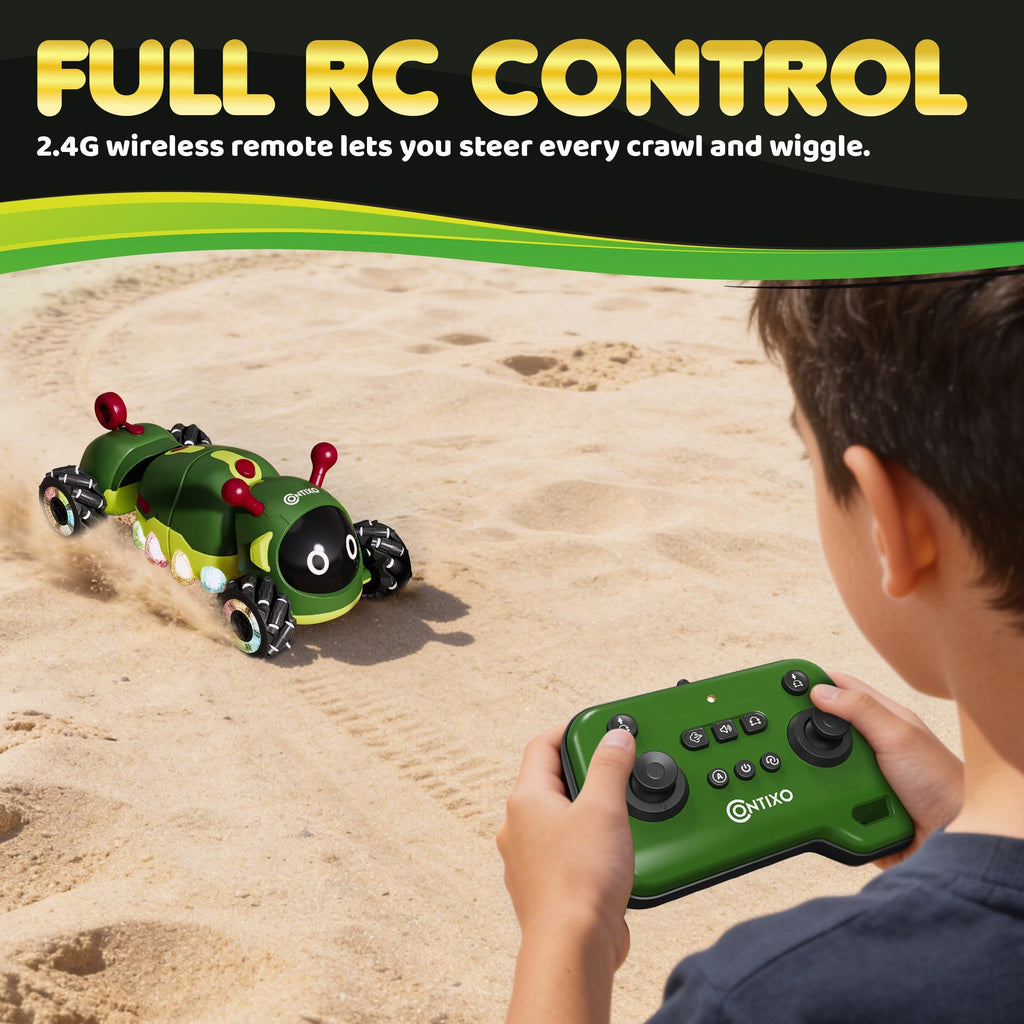 Contixo RC1 Mech Stunt RC Caterpillar Car with 2.4GHz Remote, 360° Spins, LED & Mist Spray