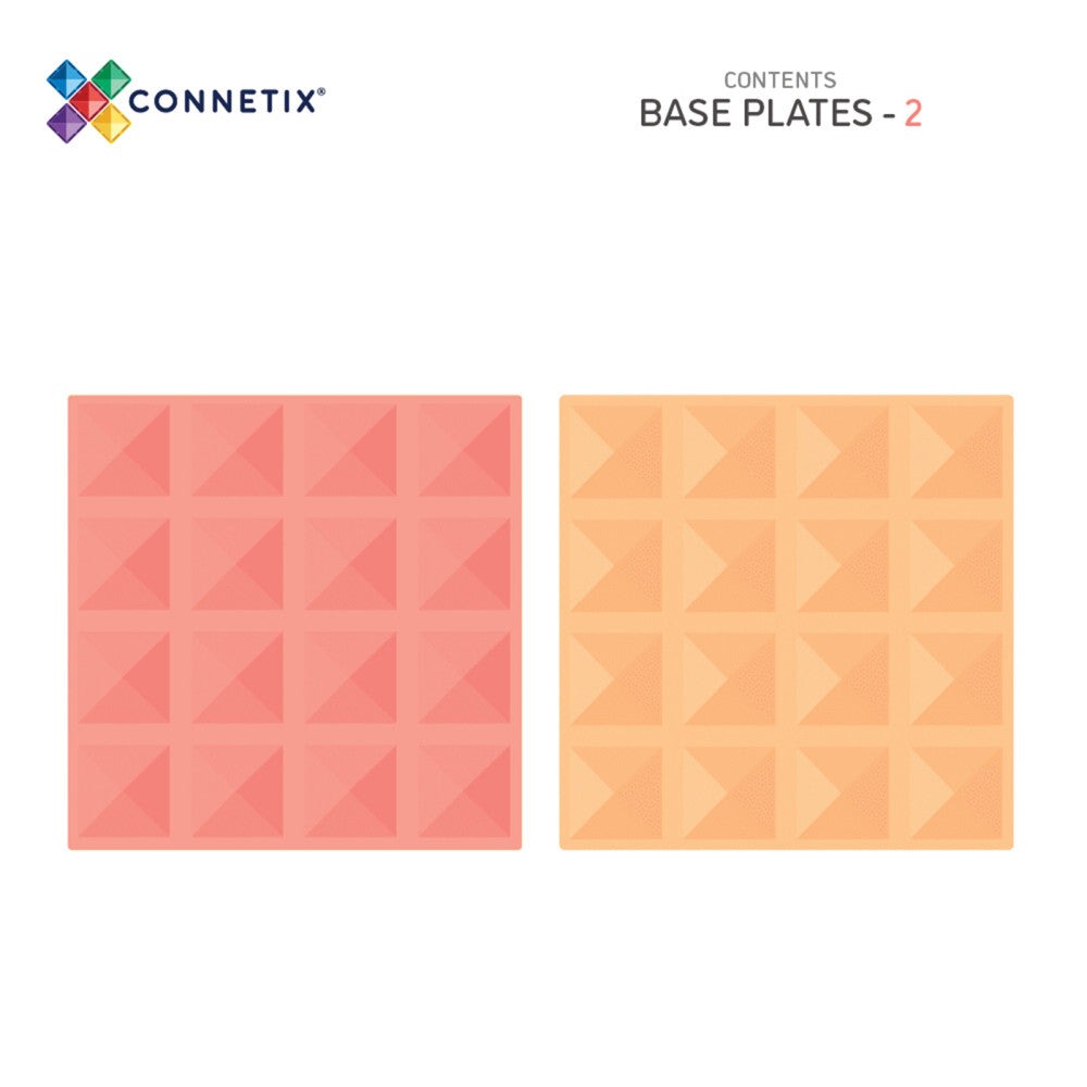 Connetix Magnetic Tiles Pastel Lemon & Peach Base Plates - 2 Pieces