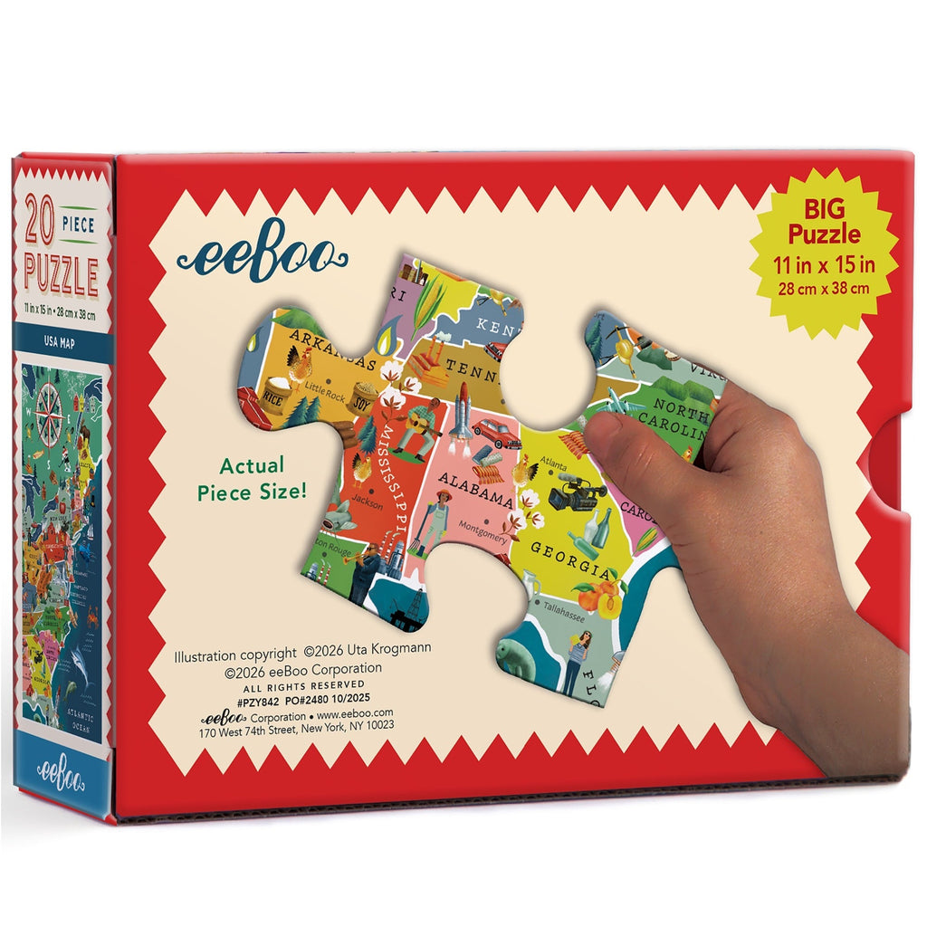 eeBoo USA Map 20-Piece Puzzle