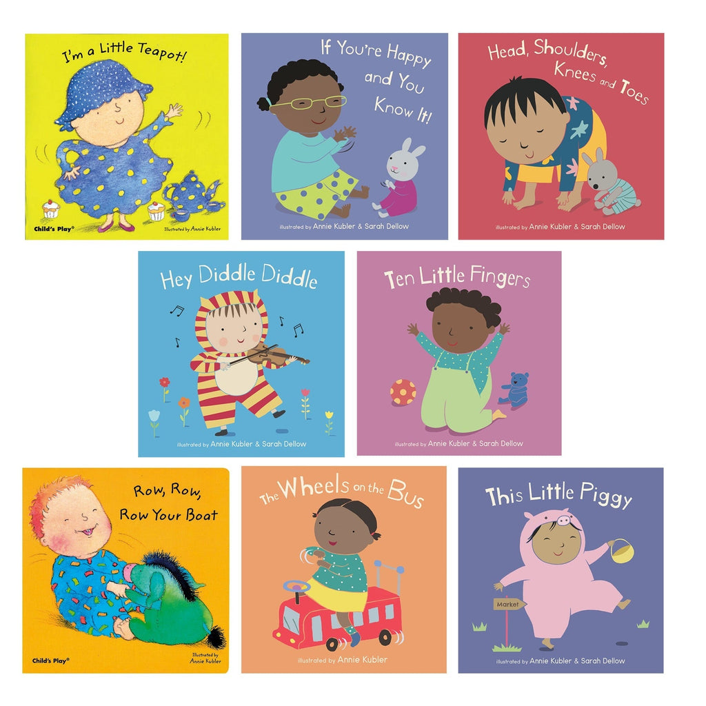 Child's Play Books Nursery Rhyme Board Book, 8-Piece Set with CD