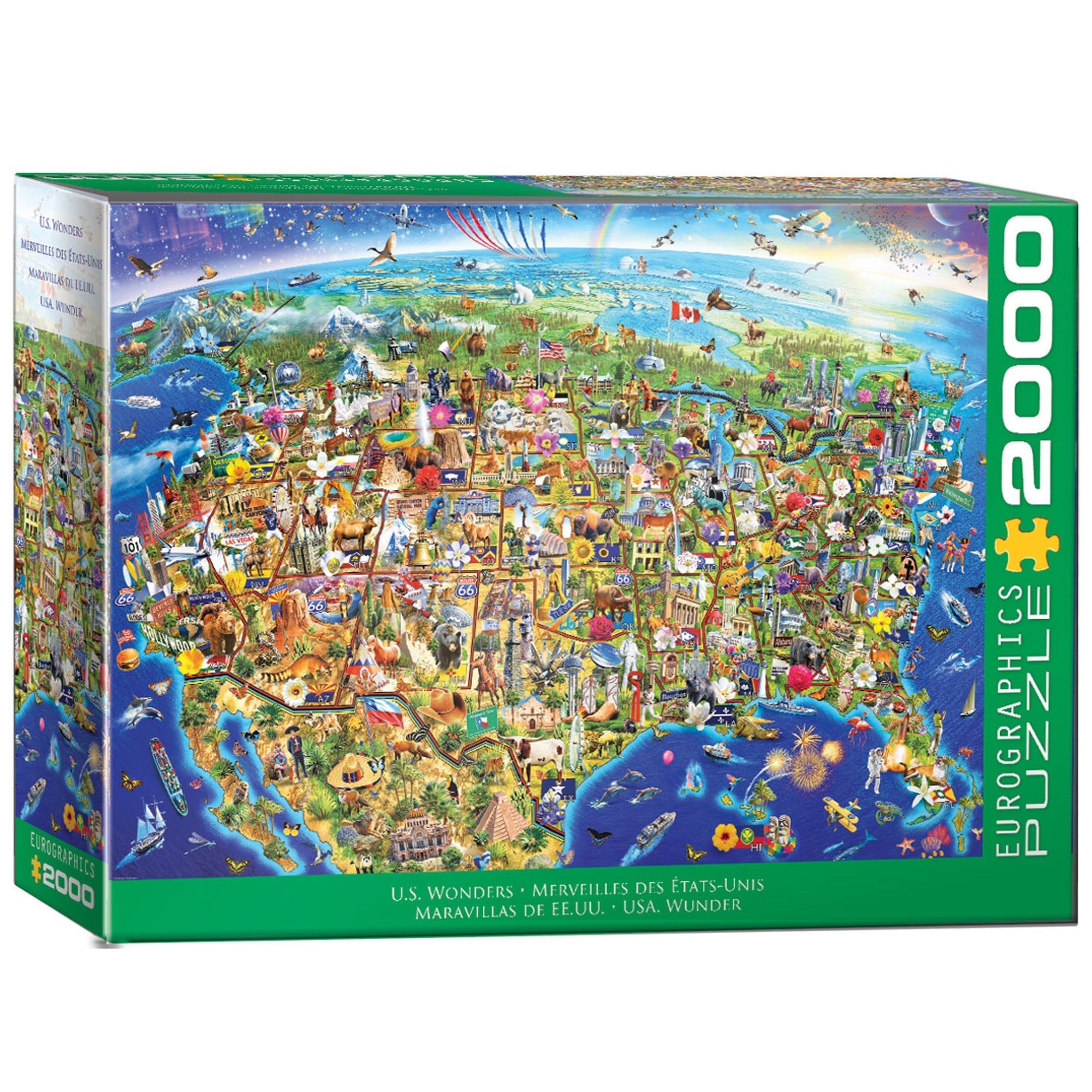 Eurographics US Wonders Illustrated USA Map 2000-Piece Jigsaw Puzzle