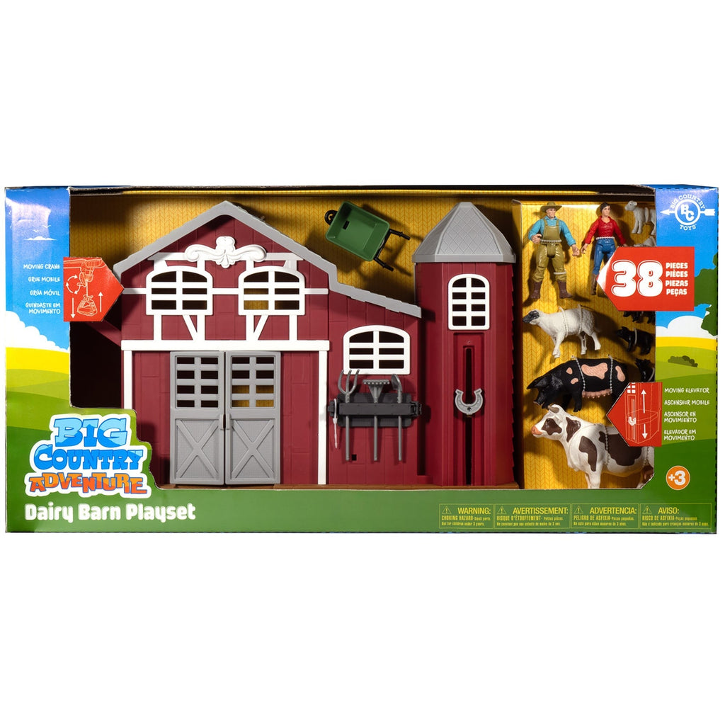 Big Country Toys Dairy Barn Playset - 38 Pieces With Farmers And Animals