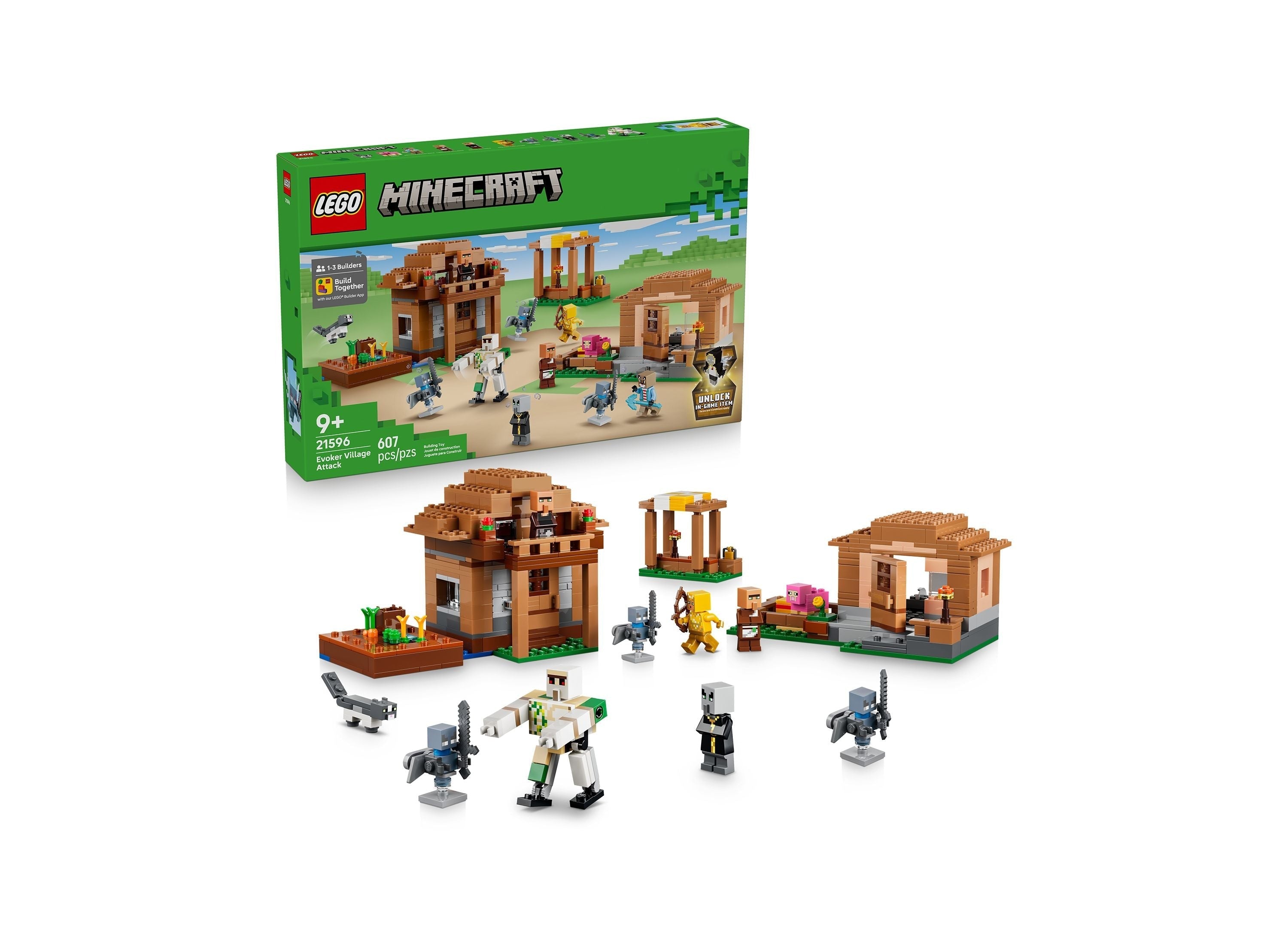 LEGO Minecraft Evoker Village Attack 607-Piece Building Set