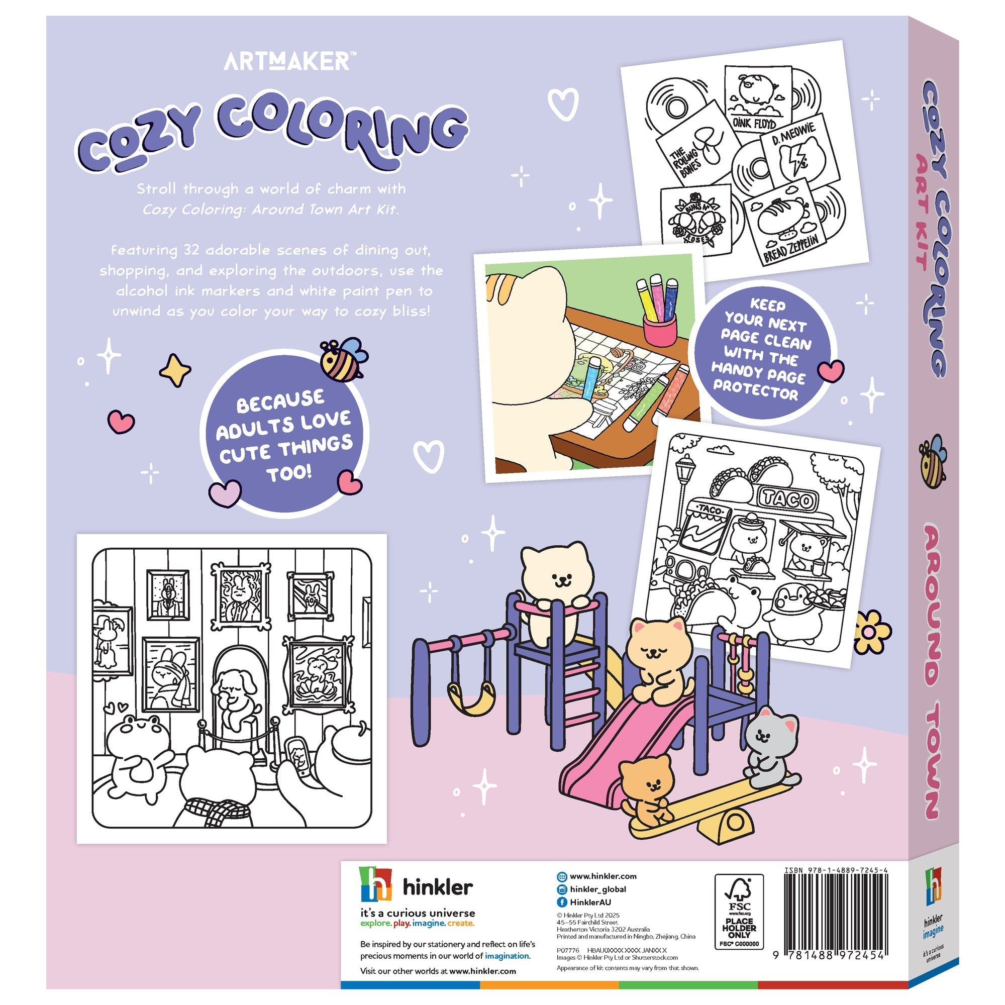Art Maker Cozy Coloring Kit Around Town - 32 Pages, 8 Markers & Paint Pen