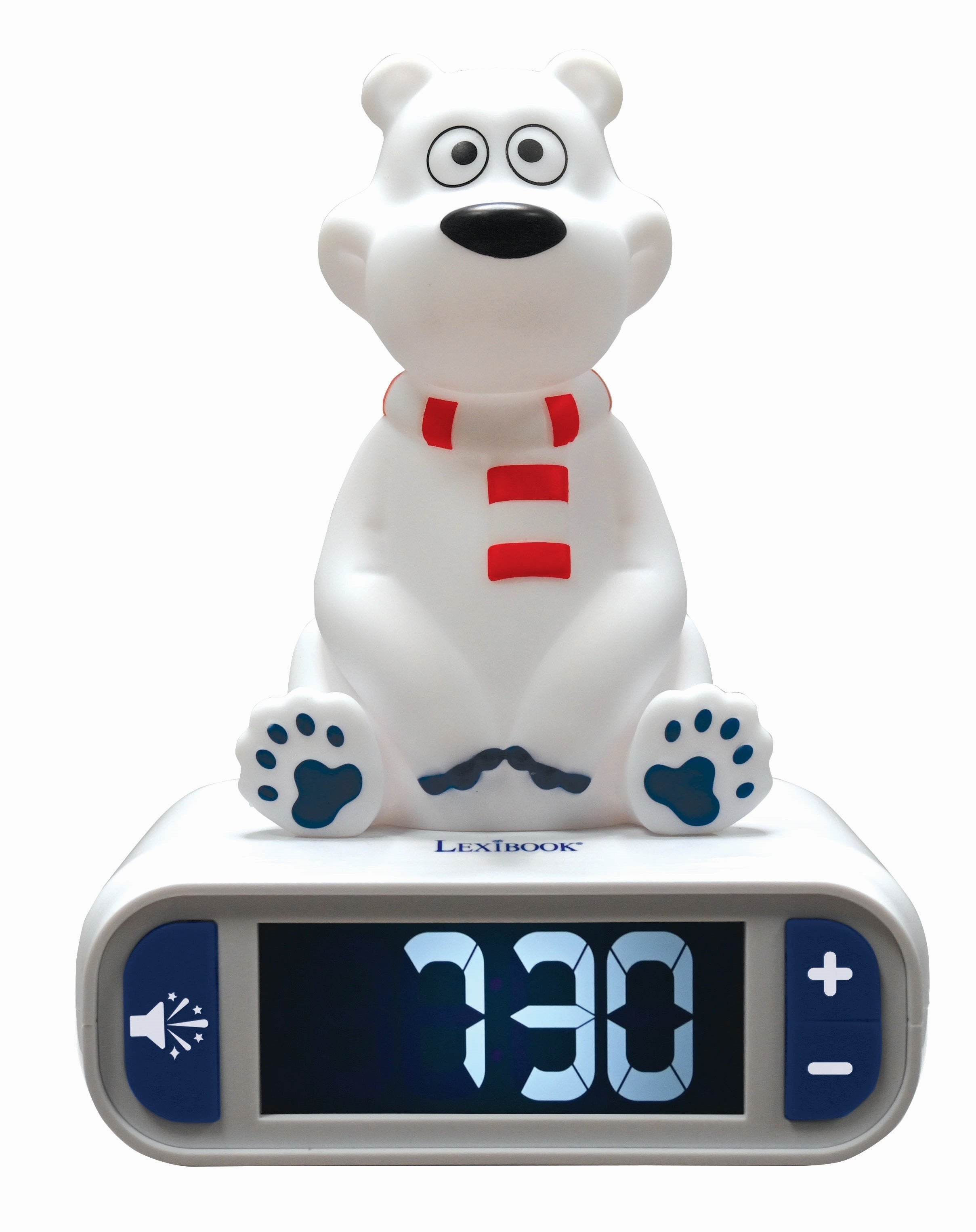 Lexibook Polar Bear Digital Alarm Clock with 3D Night Light - White