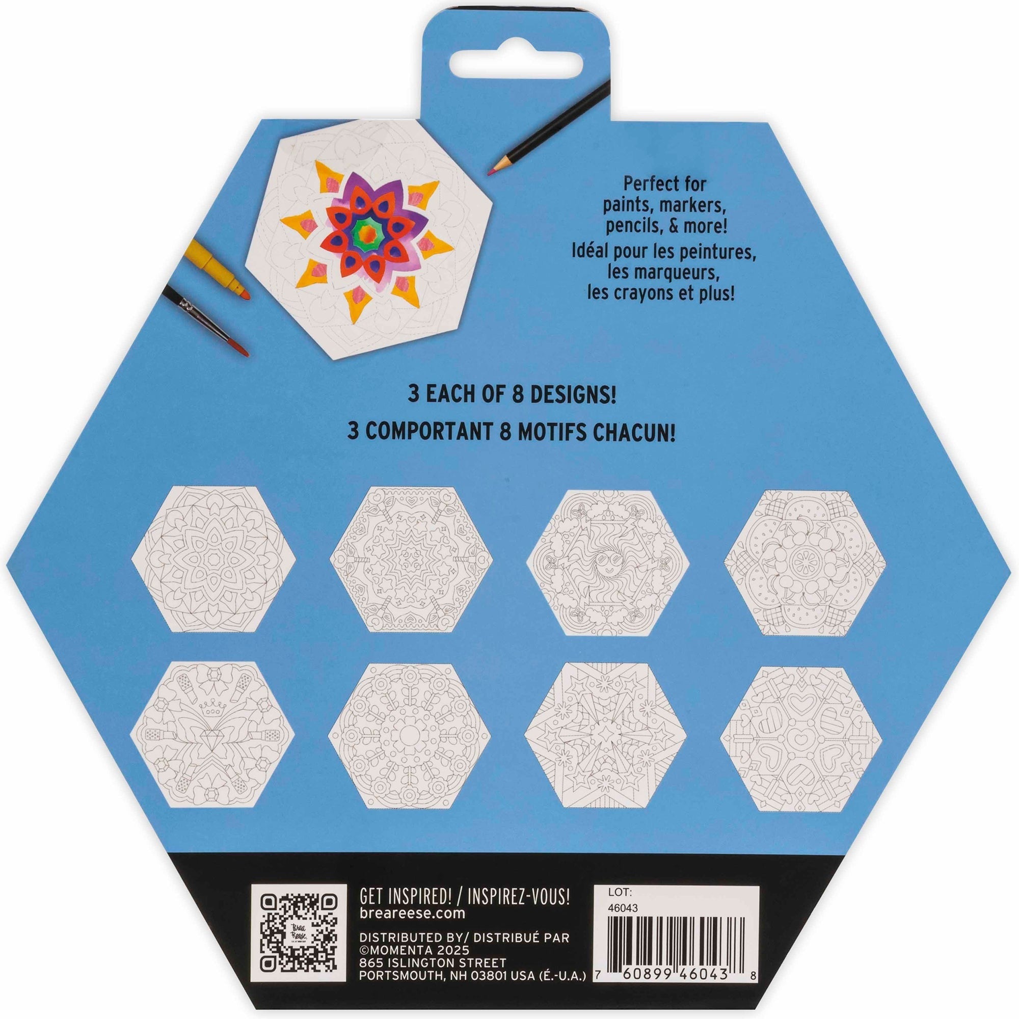Mandala Mixed Media Coloring Pad - 24 Hexagon Sheets, 160gsm Acid-Free Paper