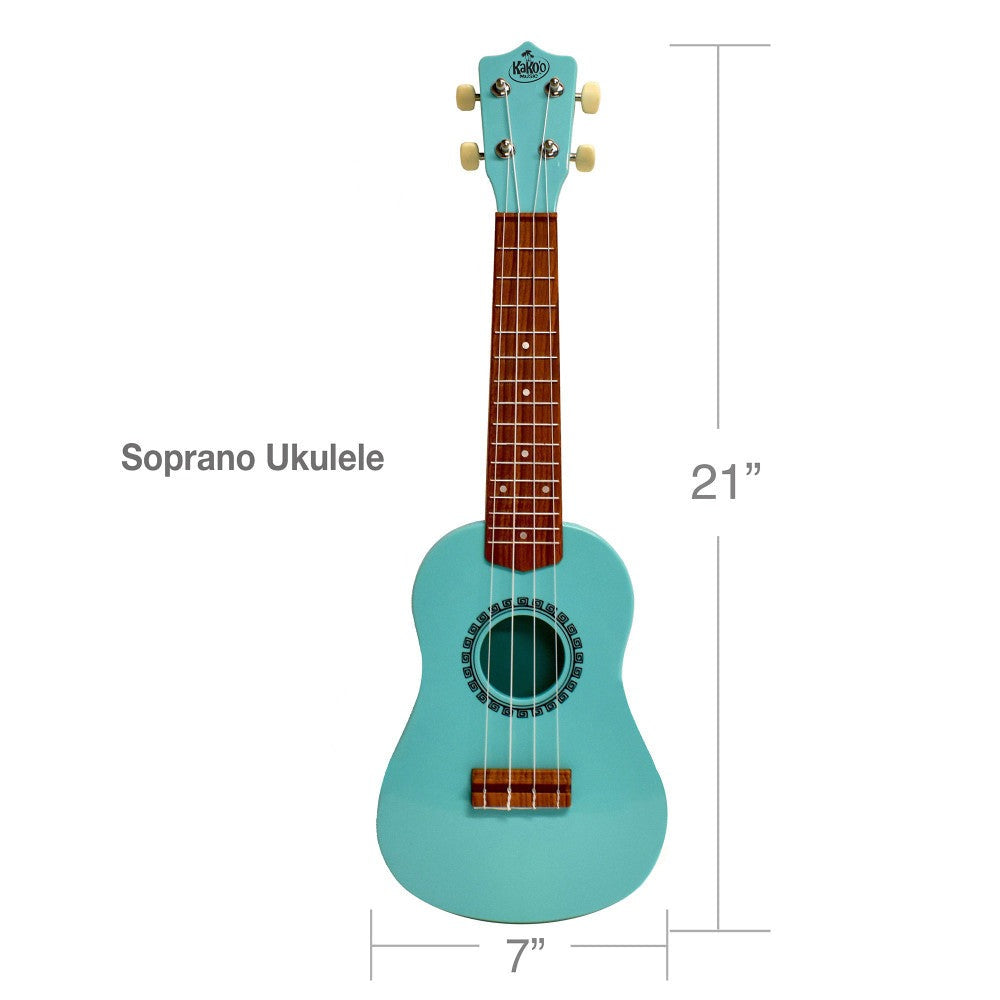 KaKo'o 21" Soprano Ukulele Starter Kit in Seafoam Green