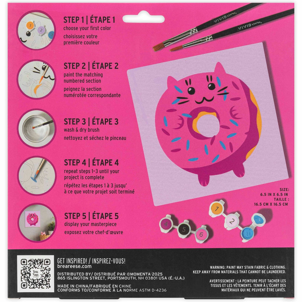 Mini Paint By Number Kawaii Cat Donut 6-Inch Canvas Art Kit