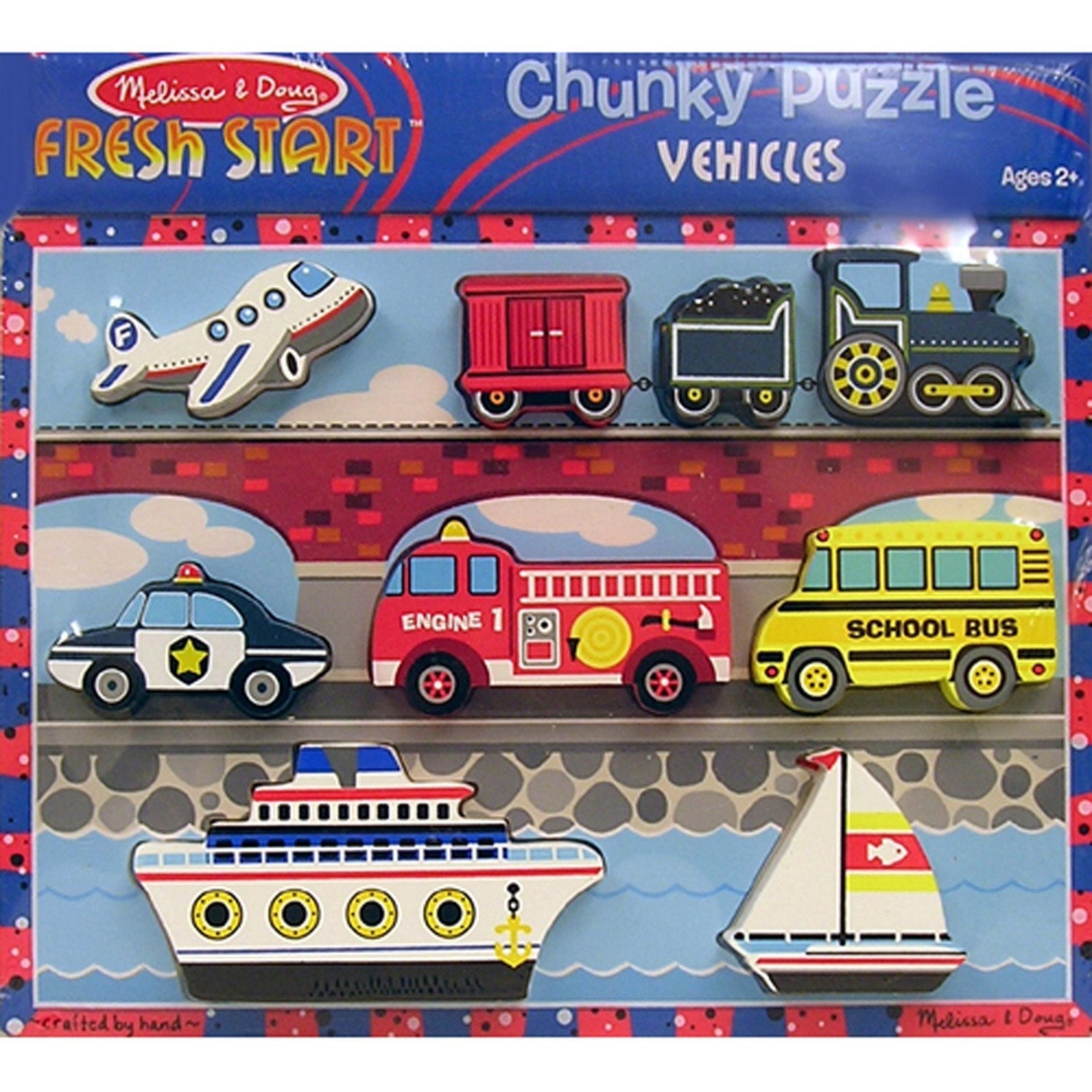 Melissa & Doug Chunky Vehicles Wooden Puzzle - 9 pc