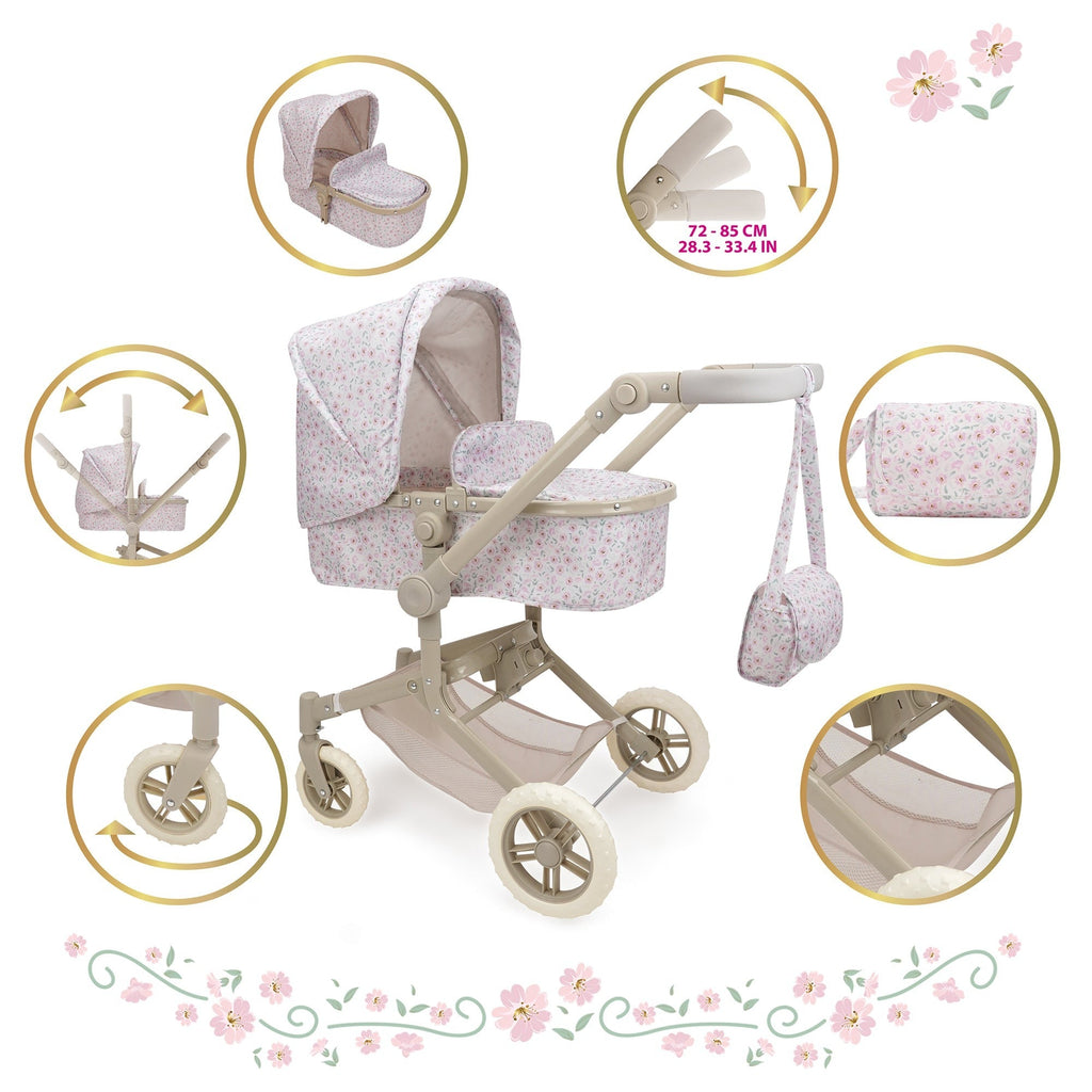 509 Crew Little Flora City Park 2-in-1 Doll Pram & Folding Stroller