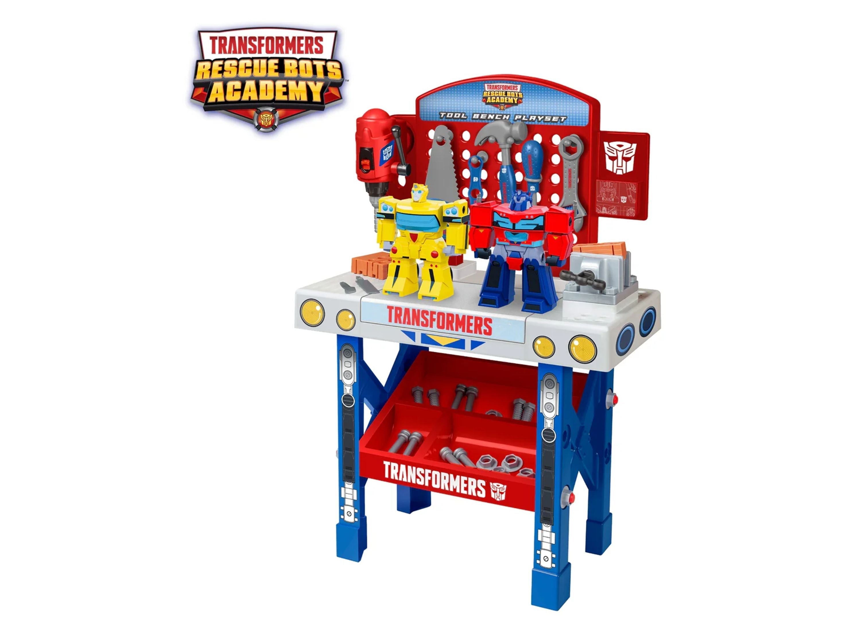 Transformers Rescue Bots Academy Tool Bench Playset With Take-Apart Bumblebee & Optimus Prime - 68 Pieces