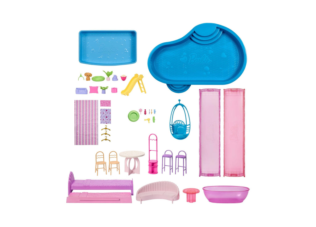 Barbie DreamHouse 3-Story Dollhouse with 2 Pools, 2 Slides & Elevator, 65+ Pieces