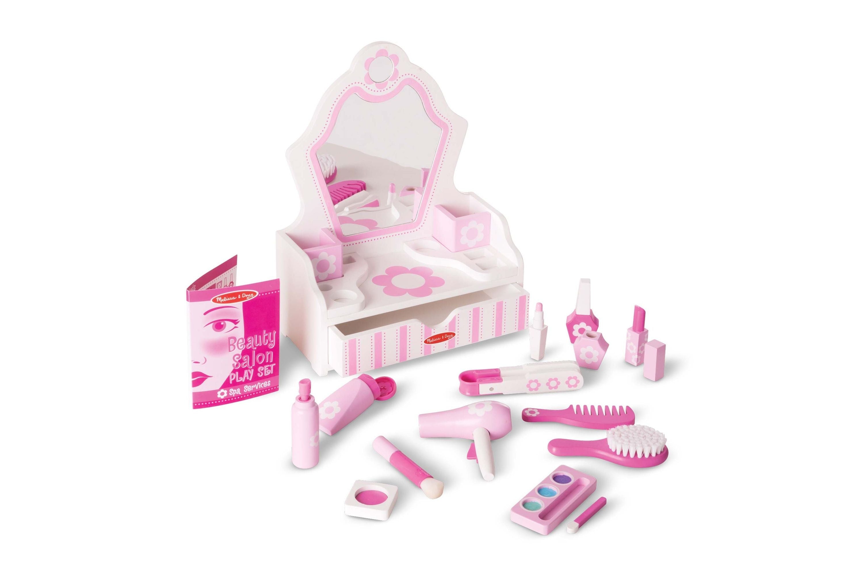 Melissa & Doug Beauty Salon Play Set With Wooden Vanity And Mirror