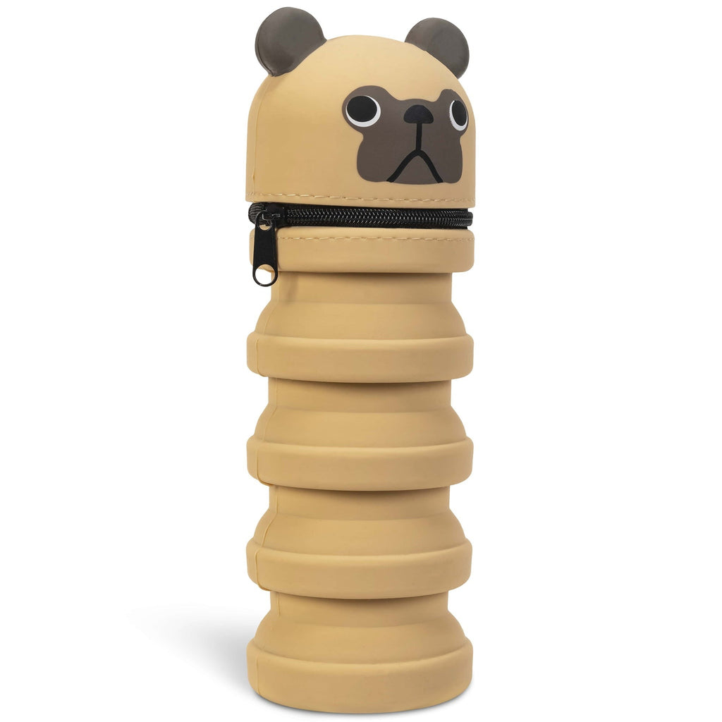 Retractable Pug Pencil Case With Silicone Design