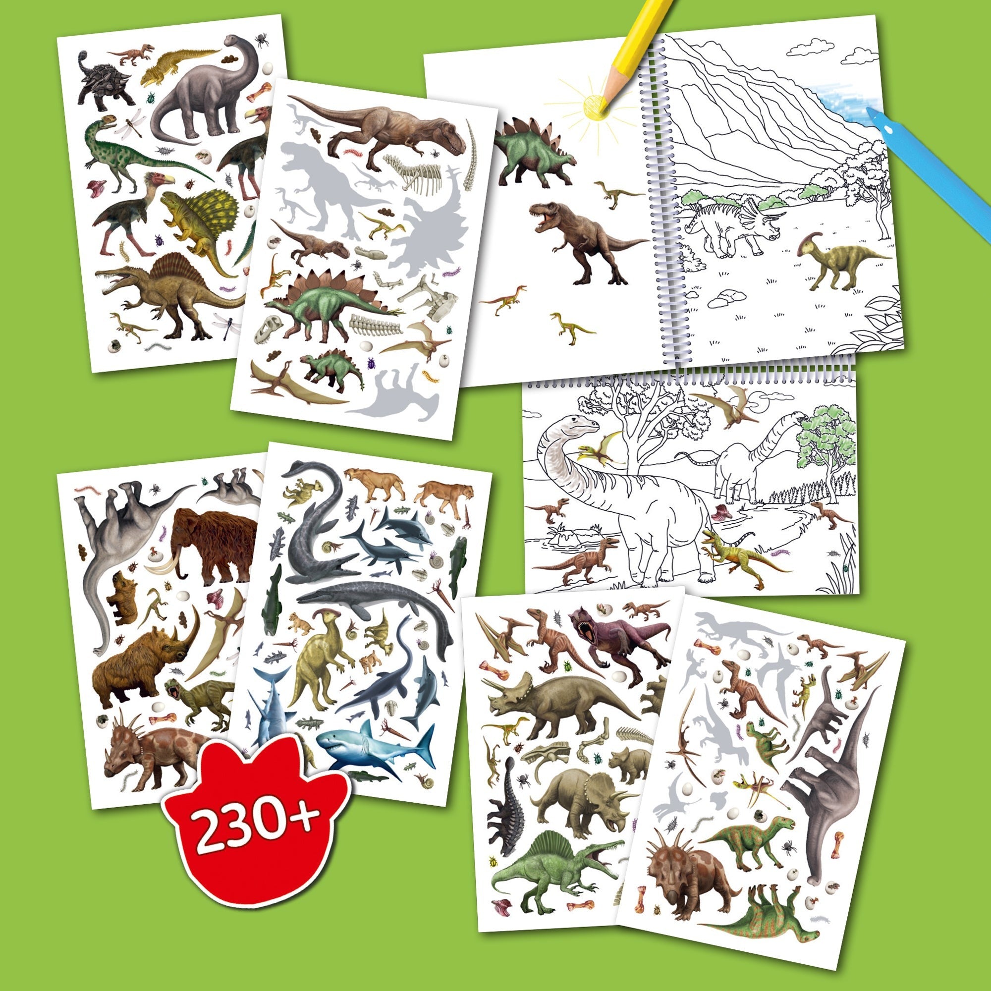 Book 'N' App Dinosaurs Color & Sticker Fun Book With 230+ Reusable Stickers