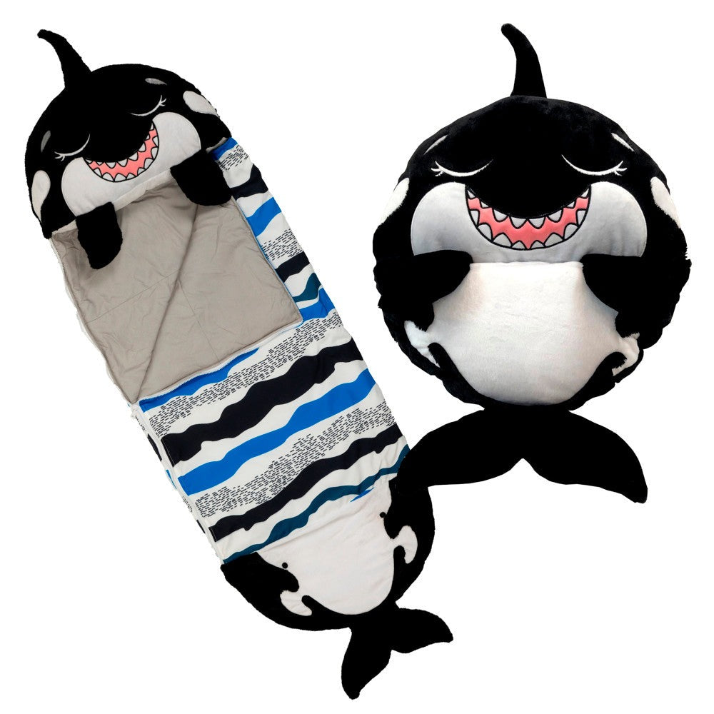 Happy Nappers 54 inch Ozzy The Black Shark 2-in-1 Plush Pillow and Sleepy Sack
