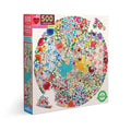 eeBoo Piece and Love Blue Bird Yellow Bird 500-Piece Round Jigsaw Puzzle
