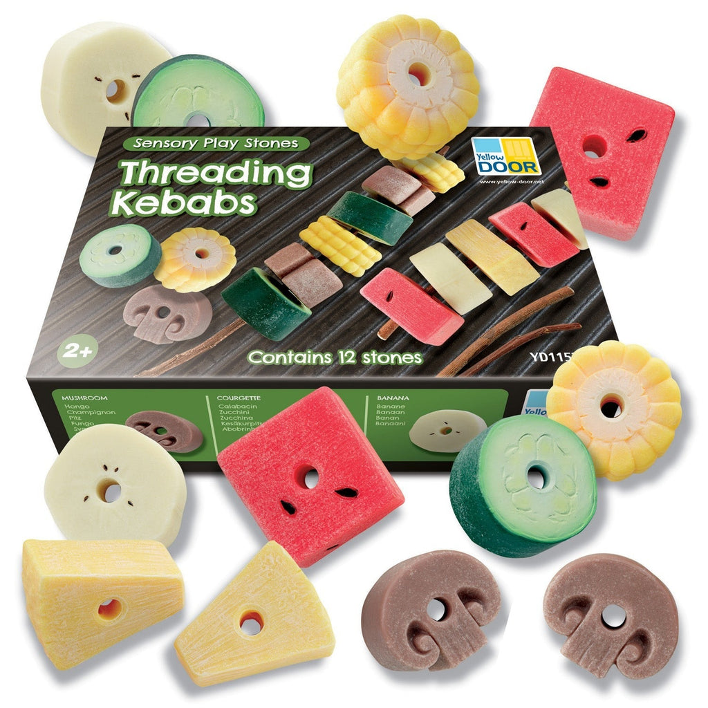 Yellow Door Sensory Play Stones, Threading Kebabs Toy Set