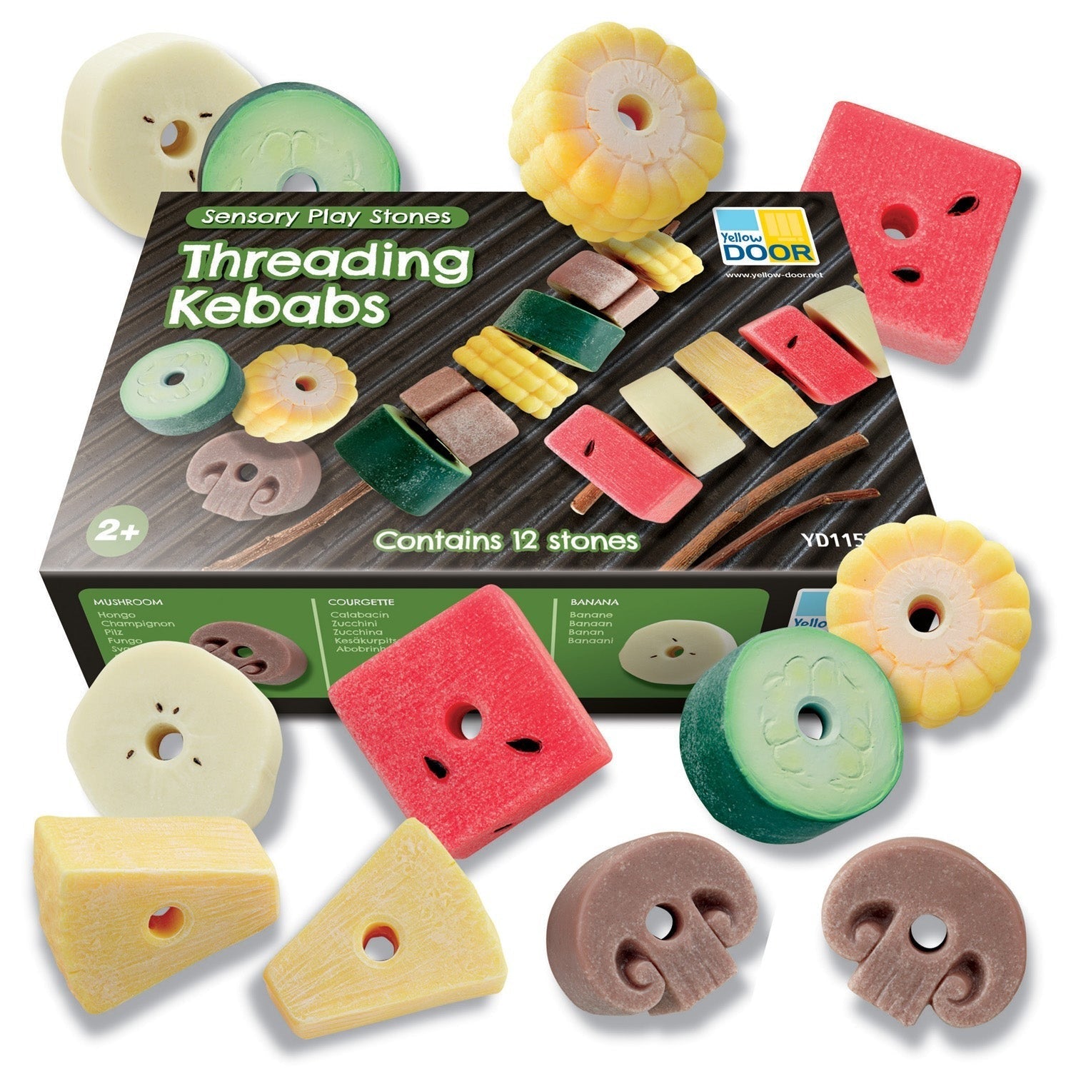 Yellow Door Sensory Play Stones, Threading Kebabs Toy Set