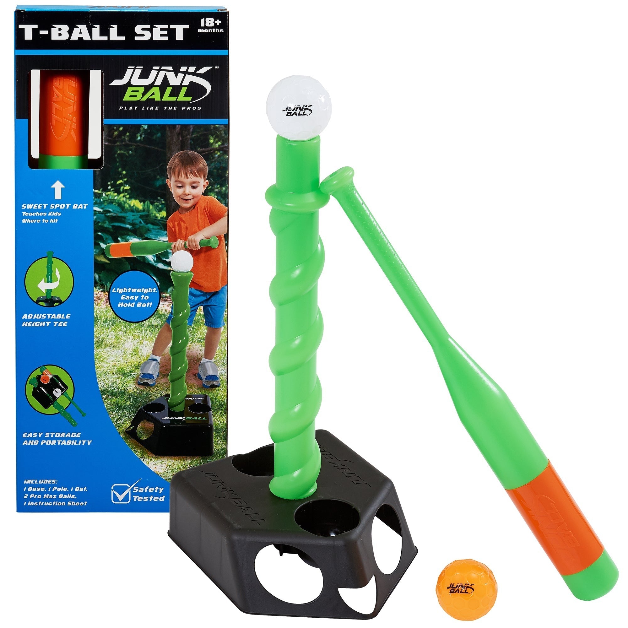 Junk Ball T-Ball Set With Adjustable Tee, Bat And 2 Balls