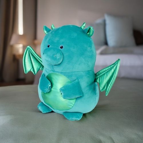 Kobioto Enchanted Dragon 18 inch Plush - Turquoise with Shimmering Green Wings