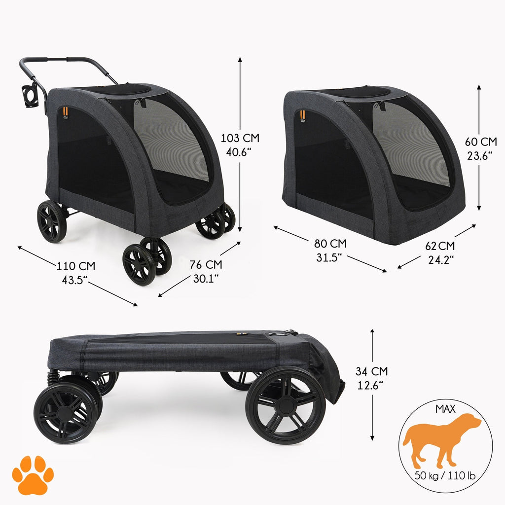 My Duque Chester Pet Stroller with Raincover - Large Dogs Up to 110 lbs