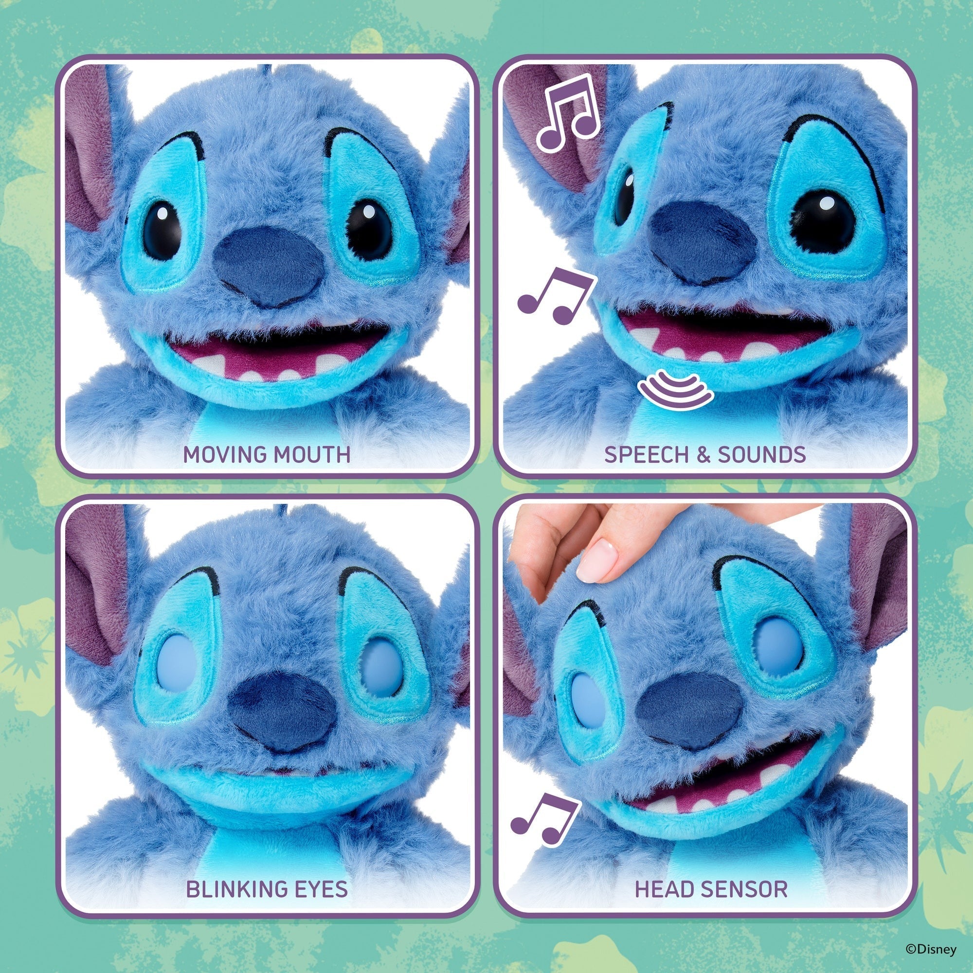 WOW! Stuff Disney Stitch Palm Puppetronic Interactive Plush With 40+ Sounds And Actions